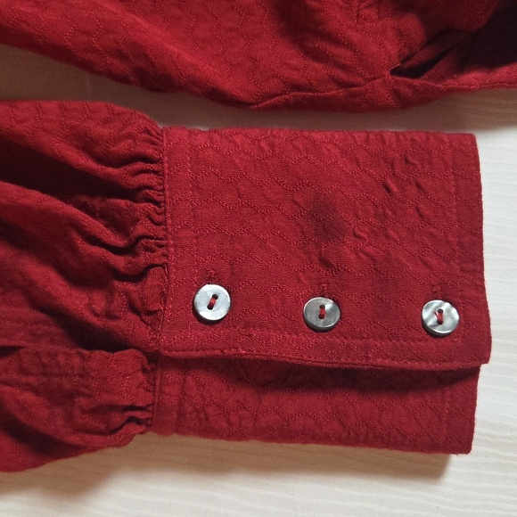 FREE PEOPLE Oversized Women's Red Button-Up Blouse,sz S But Fits a M/L. - Picture 4 of 6